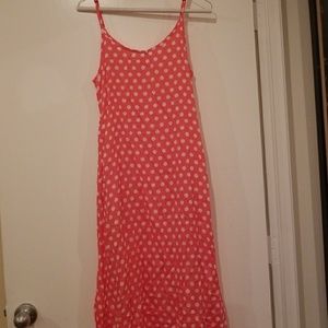 Thin linen soft  poka dots pink and white dress